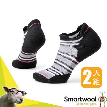 【SmartWool】女 機能跑步局部輕量減震印花踝襪/戶外排汗機能襪 (2入組) SW001672-001 黑色✿30E010